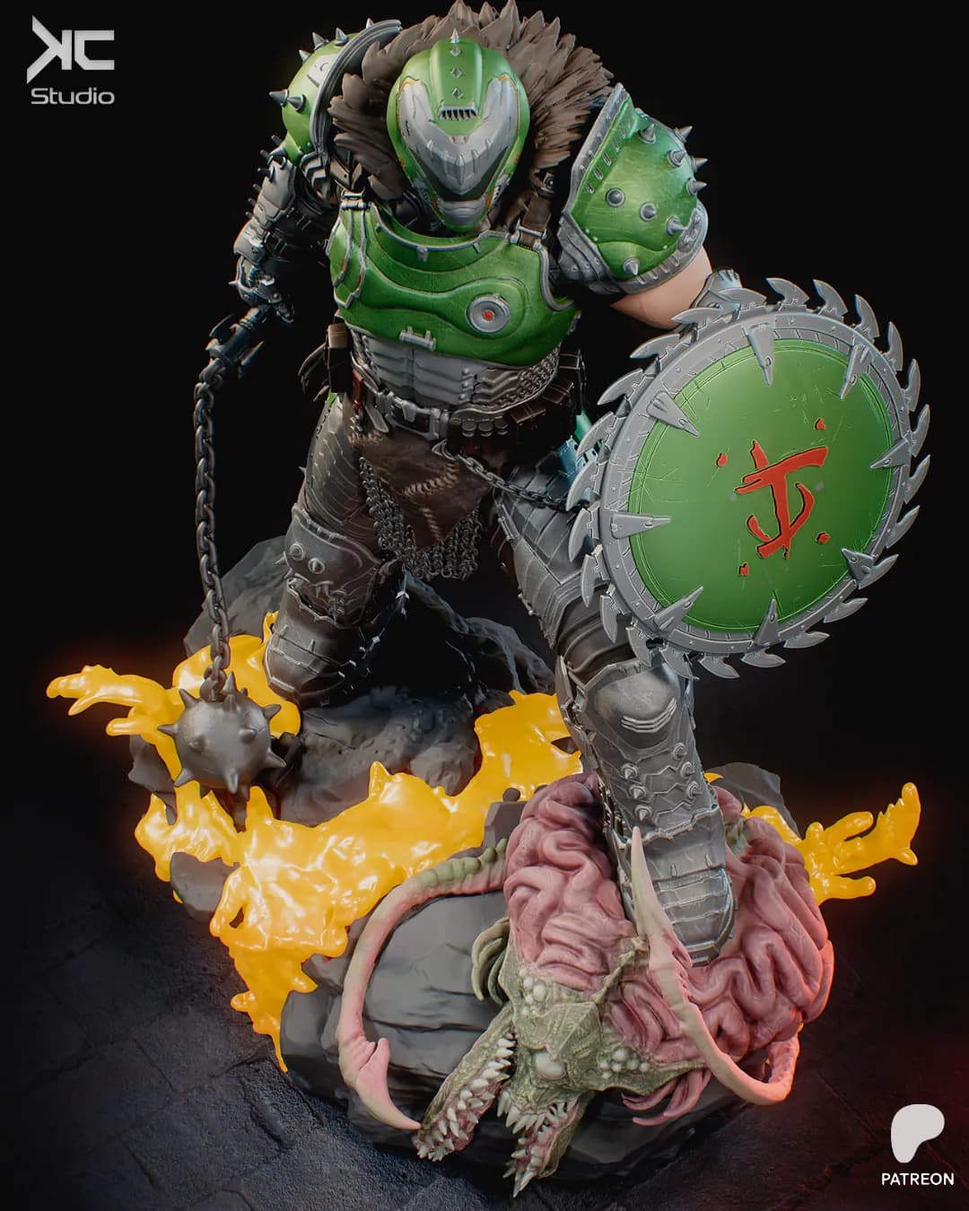 STL - Figura Doom Slayer Armadura Verde render 4
