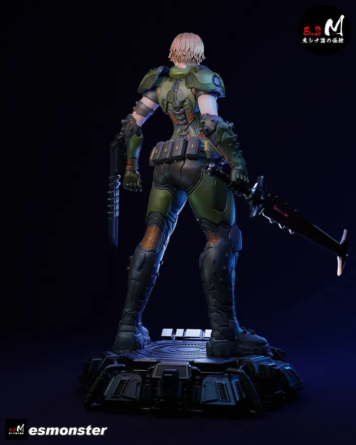 STL - Figura Doom Slayer Femenina render 4