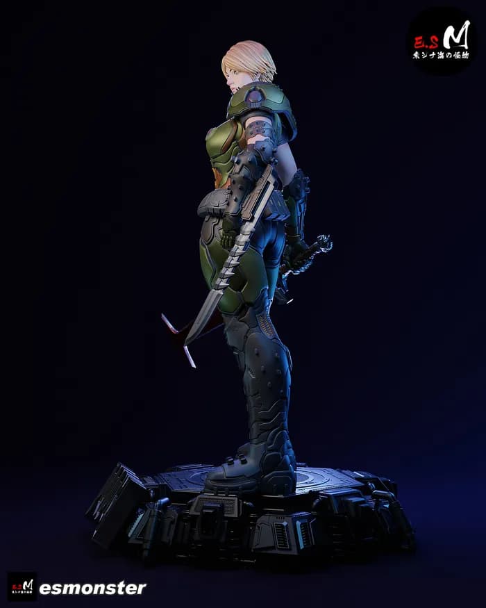 STL - Figura Doom Slayer Femenina render 5
