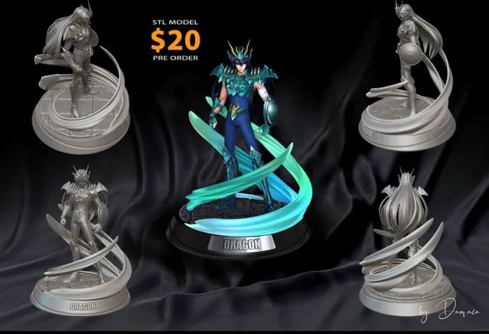 STL - Figura Dragon Shiryu render 3
