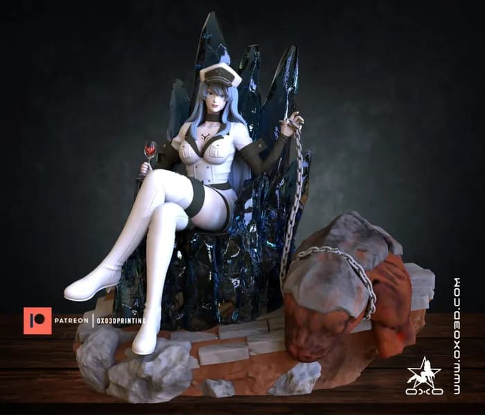 STL - Figura Esdeath en Trono de Hielo