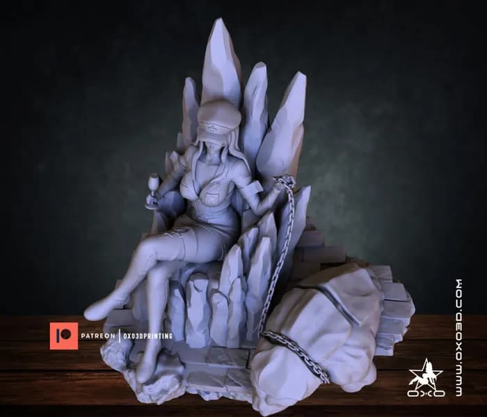 STL - Figura Esdeath en Trono de Hielo render 3