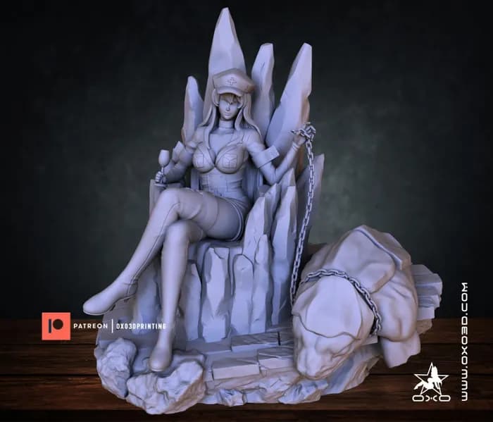 STL - Figura Esdeath en Trono de Hielo render 5