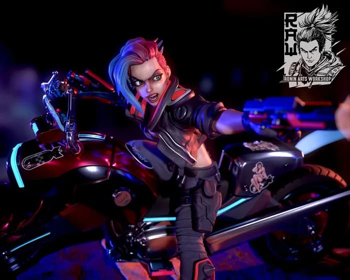 STL - Figura estilo cyberpunk en moto