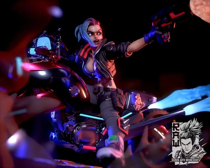 STL - Figura estilo cyberpunk en moto