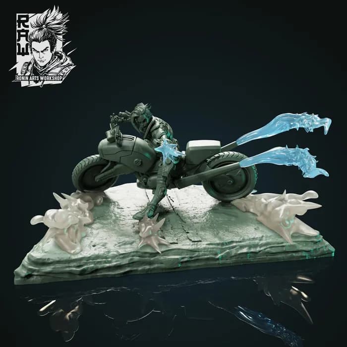 STL - Figura estilo cyberpunk en moto