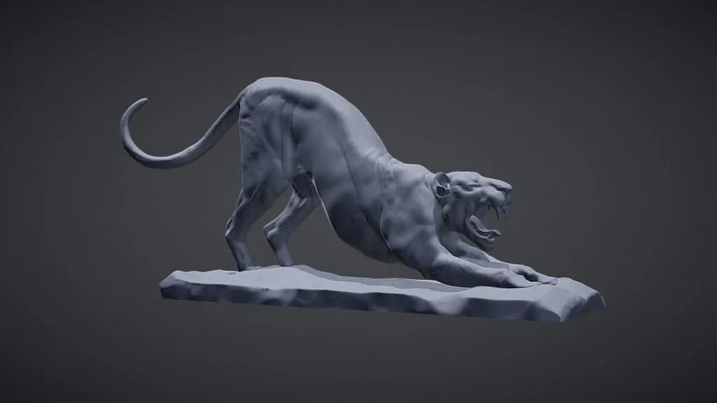 STL - Big cat in attack pose figure