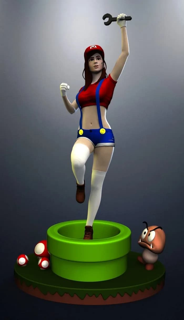 STL - Figura Femenina de Mario render 5