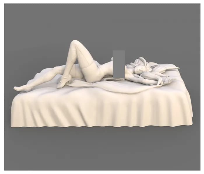 STL - Figura femenina en pose de cama render 2
