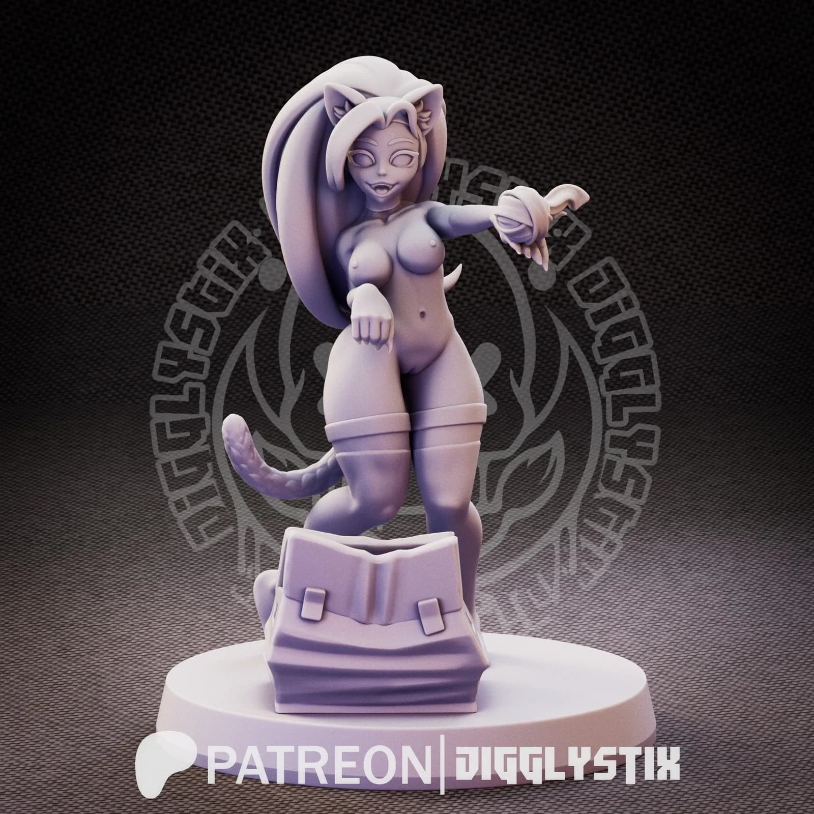 STL - figura gatita con mochila render 2