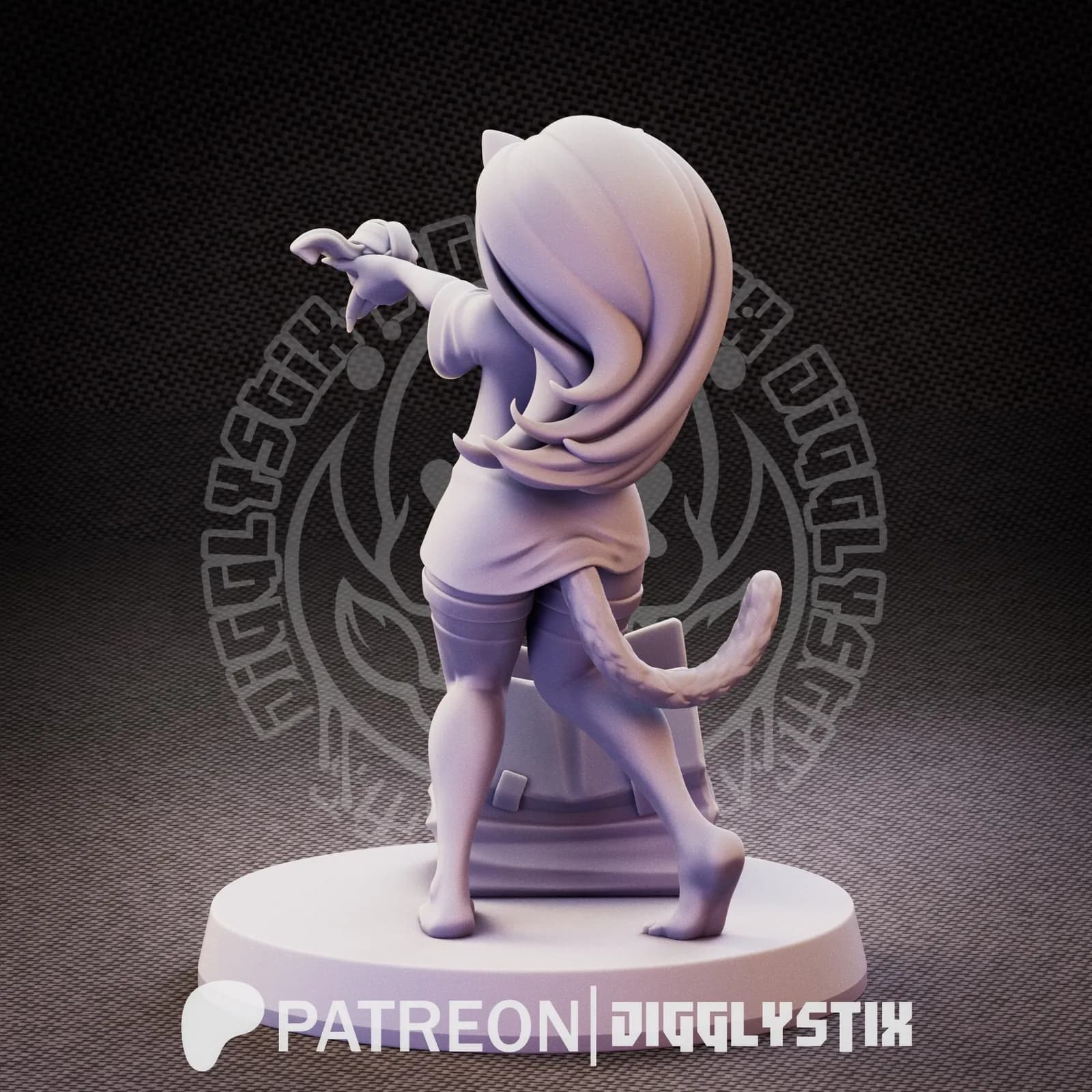 STL - figura gatita con mochila render 4