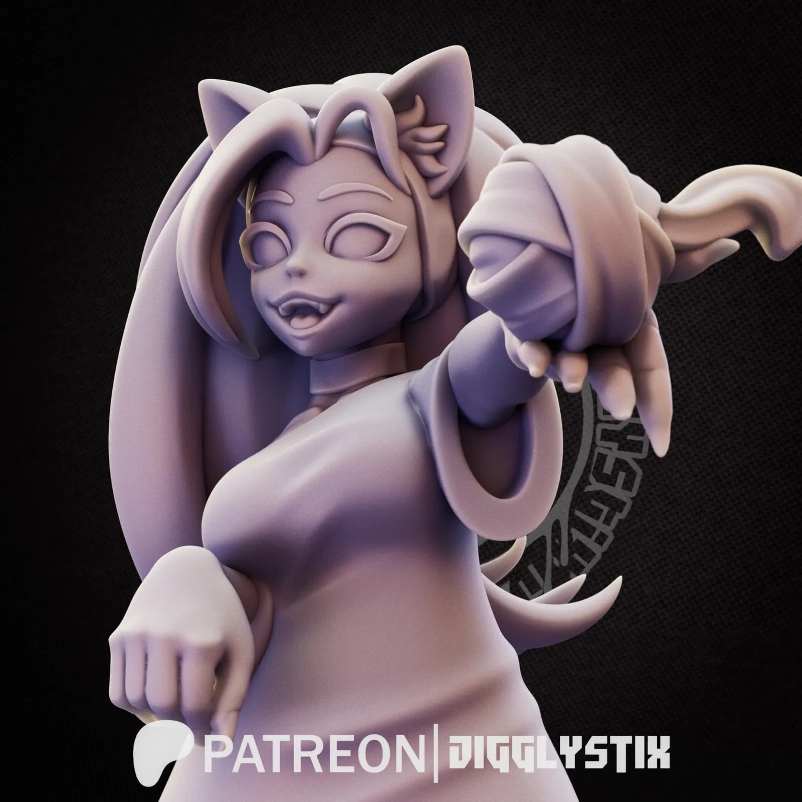 STL - figura gatita con mochila render 5