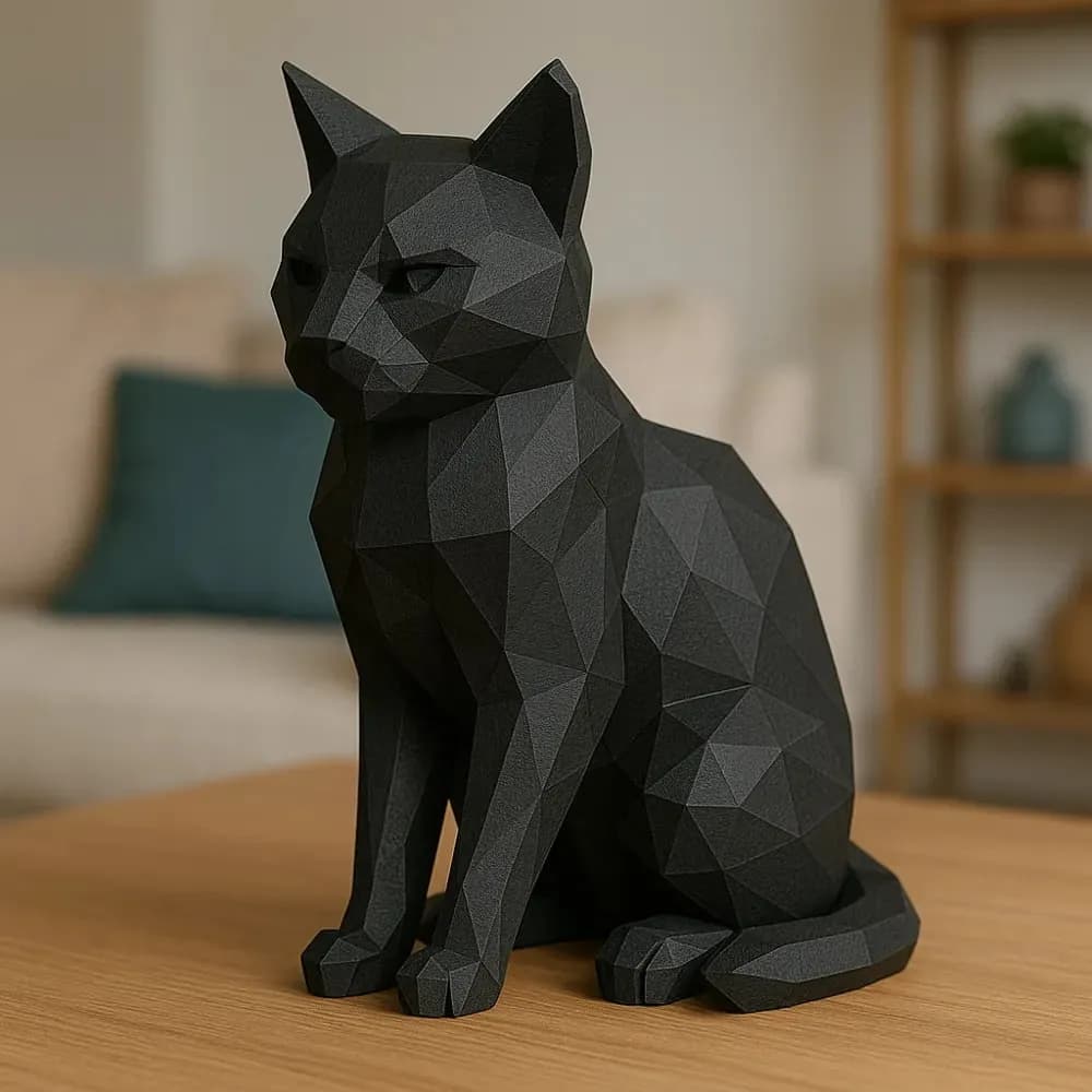 STL - Figura geométrica de gato negro