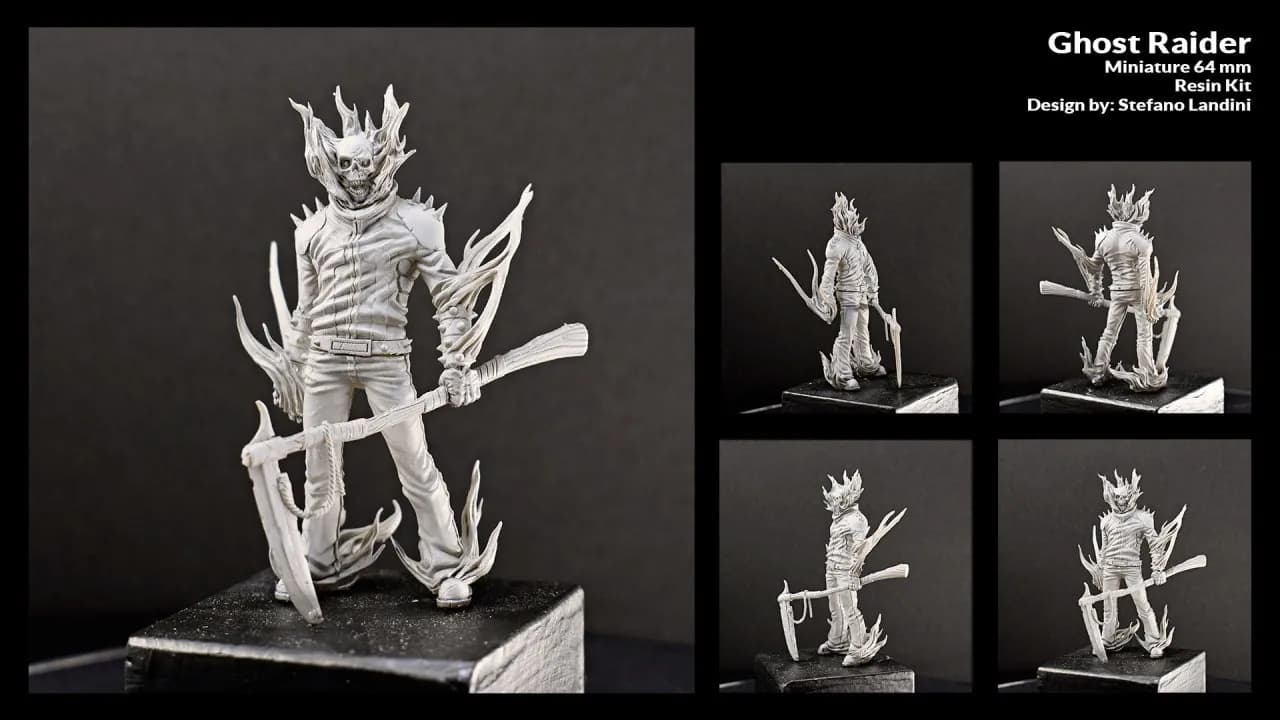 STL - Figura Ghost Raider render 2