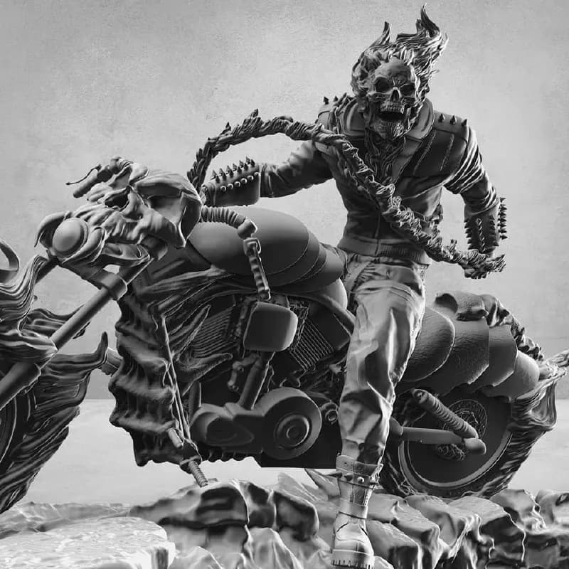 STL - Figura Ghost Rider en Moto