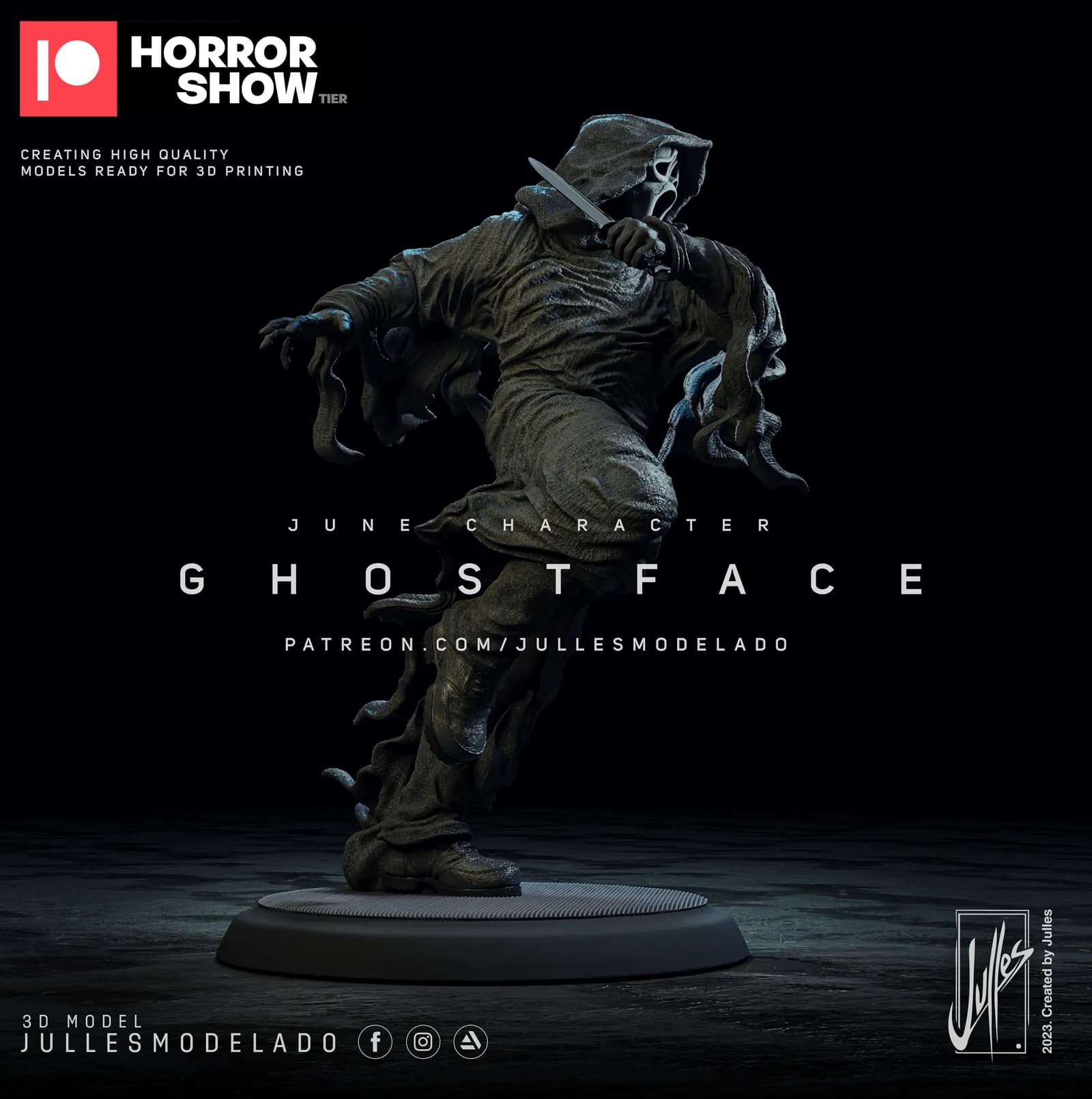 STL - figura ghostface con cuchillo