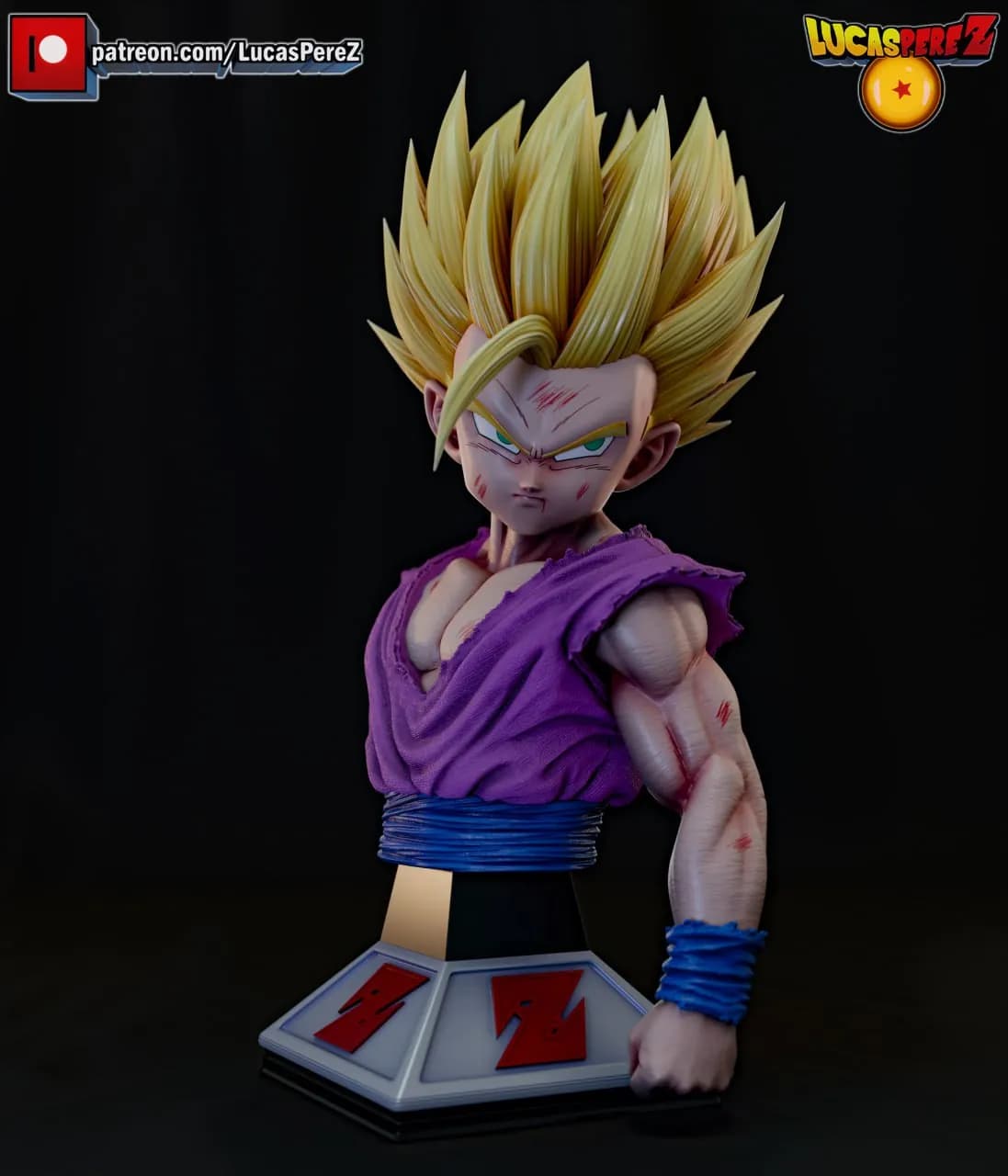 STL - Figura Gohan de Dragon Ball Z render 2