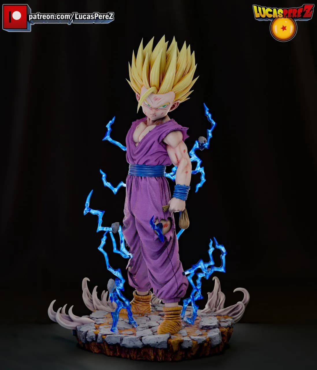 STL - Figura Gohan Super Saiyan 2 4 render 2