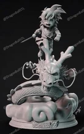 STL - Figura Goku con Shenron render 3