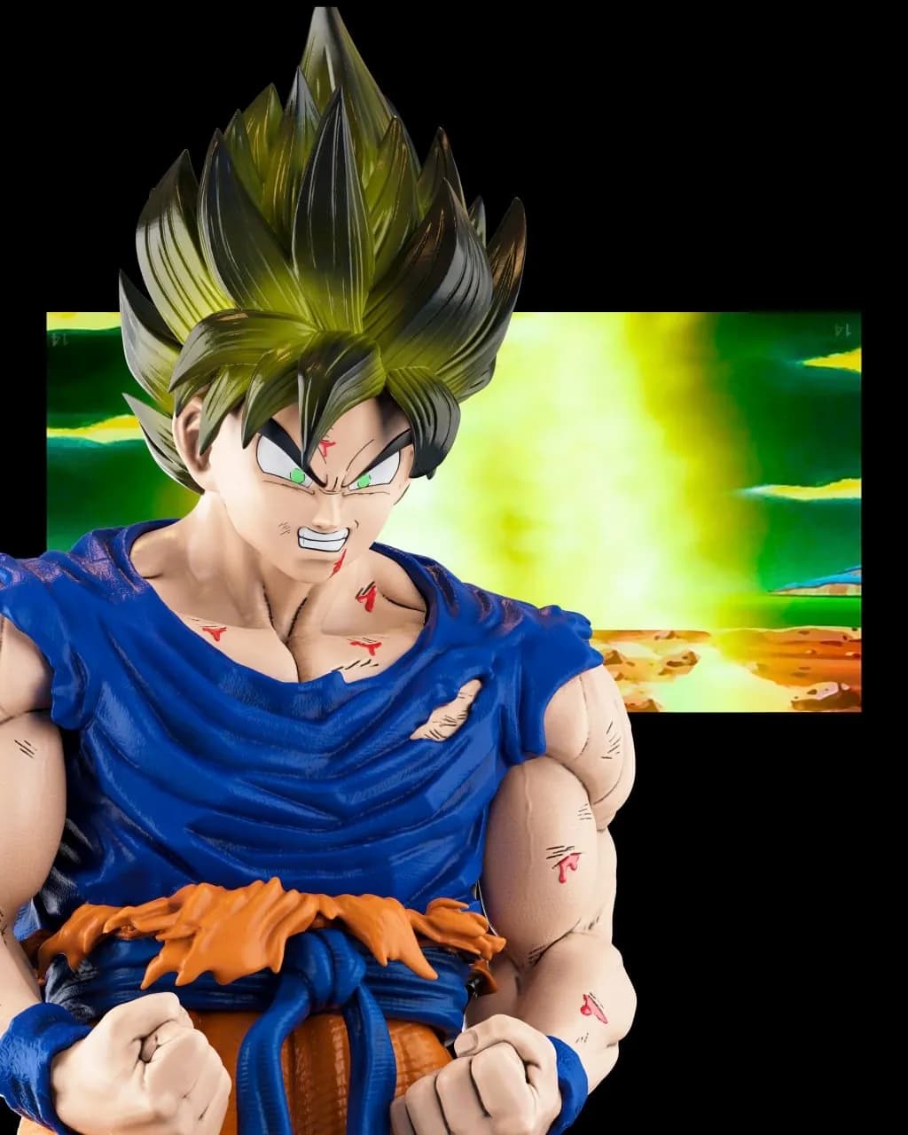 STL - Figura Goku Transformación Saiyan render 2