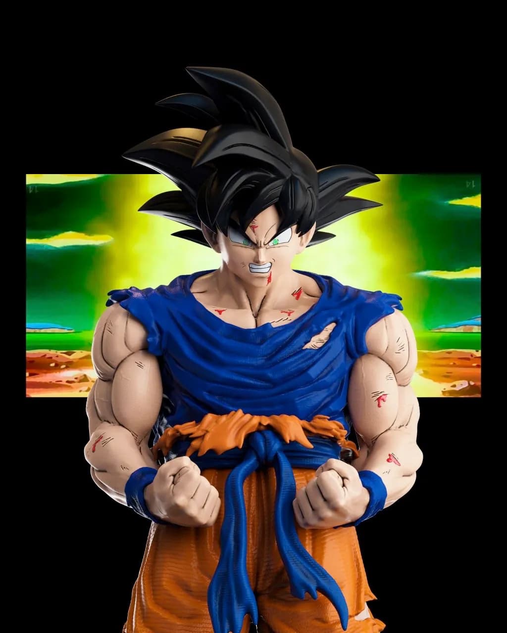 STL - Figura Goku Transformación Saiyan render 3