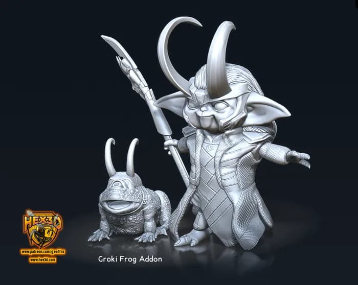 STL - Figura Groki y Sapo Addon render 2