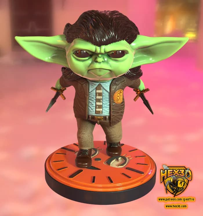 STL - Figura Groki y Sapo Addon render 5