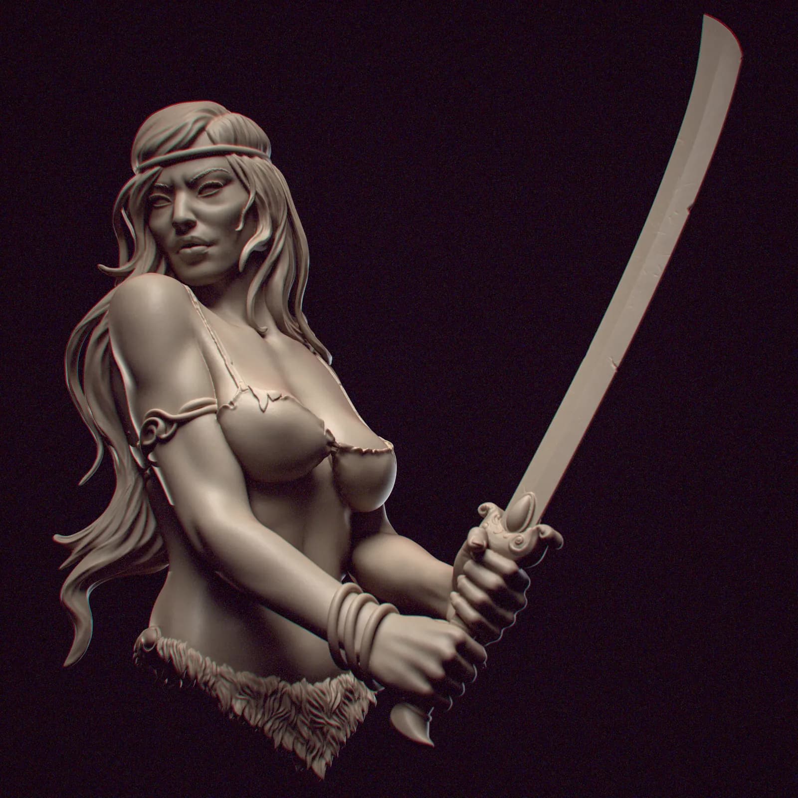 STL - figura guerrera de fantasía render 2