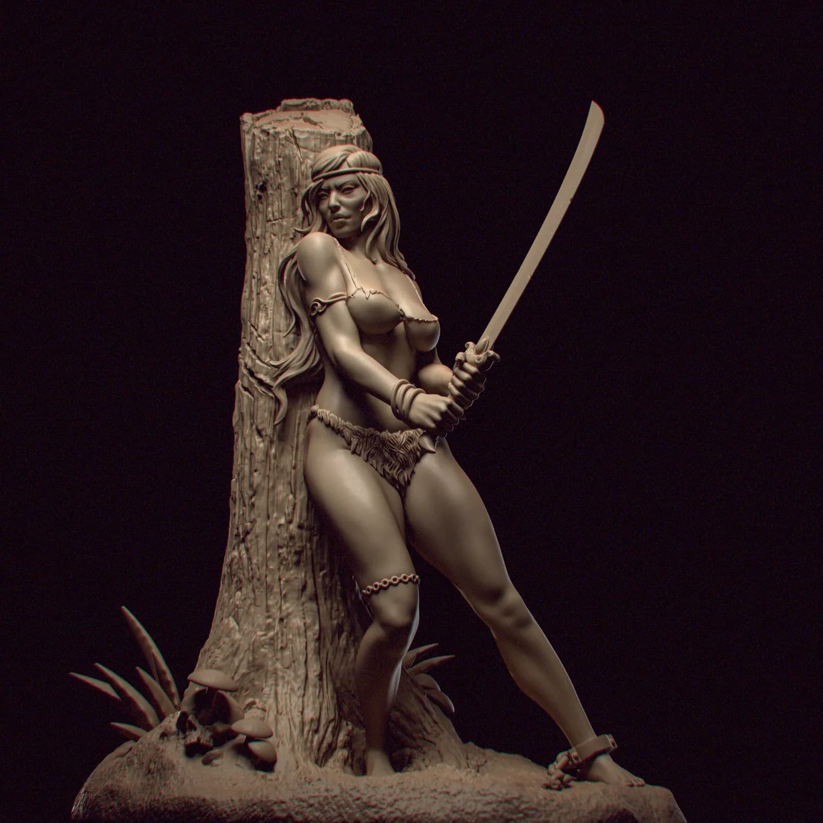 STL - figura guerrera de fantasía render 3