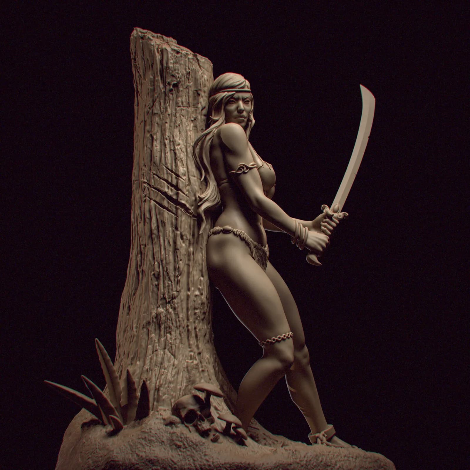 STL - figura guerrera de fantasía render 4