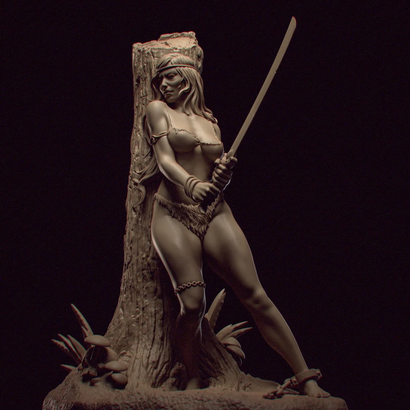 STL - figura guerrera de fantasía render 5
