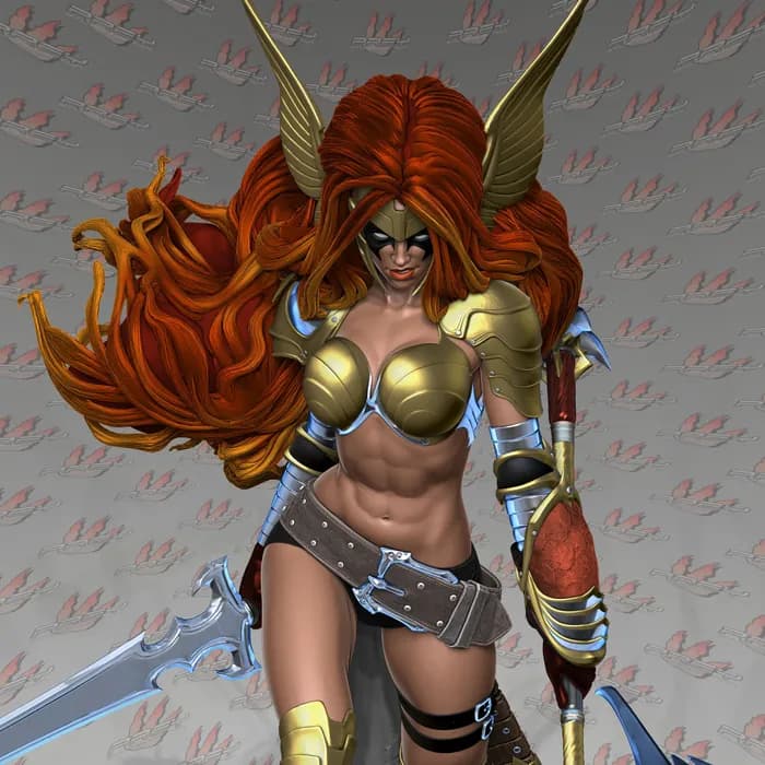 STL - Figura guerrera valkiria render 2