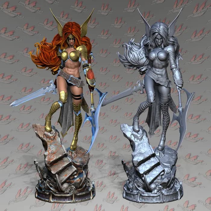 STL - Figura guerrera valkiria render 3