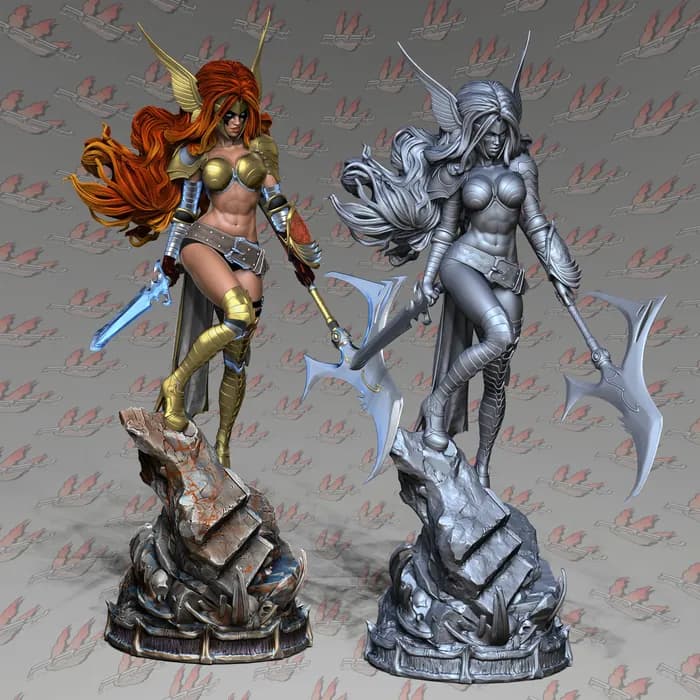 STL - Figura guerrera valkiria render 4