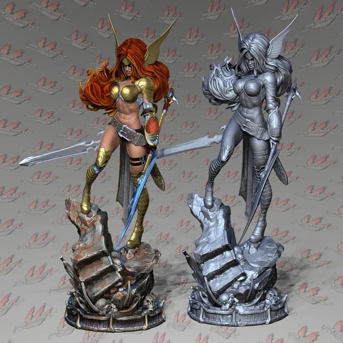 STL - Figura guerrera valkiria render 5