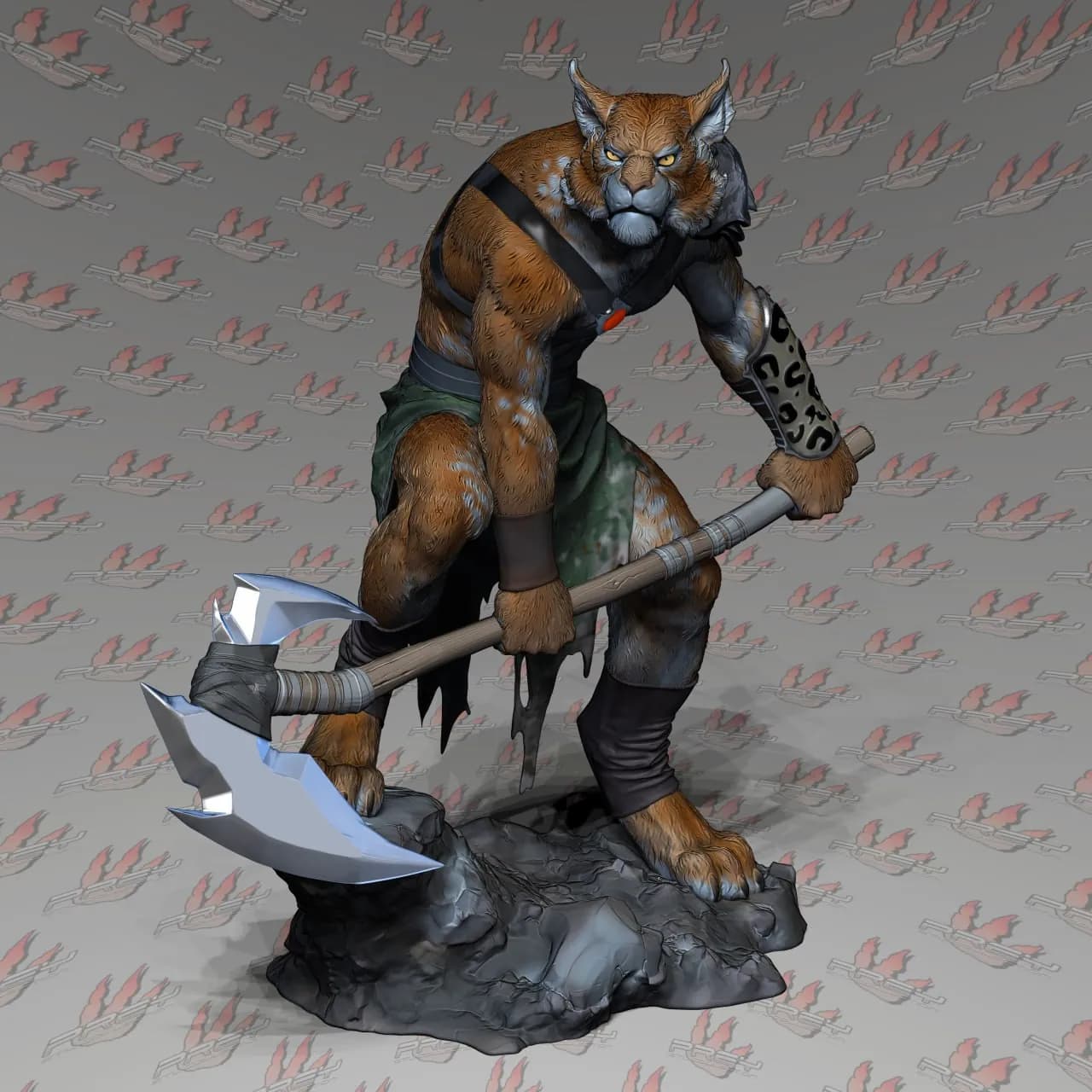 STL - figura guerrero felino