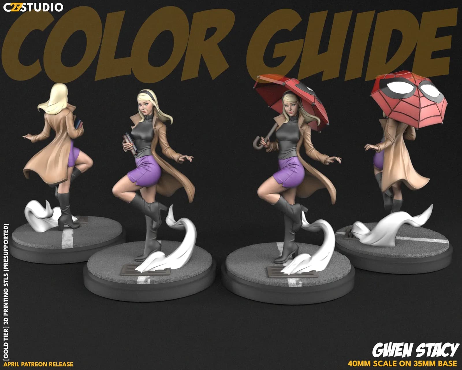 STL - Figura Gwen Stacy estilo caída render 2