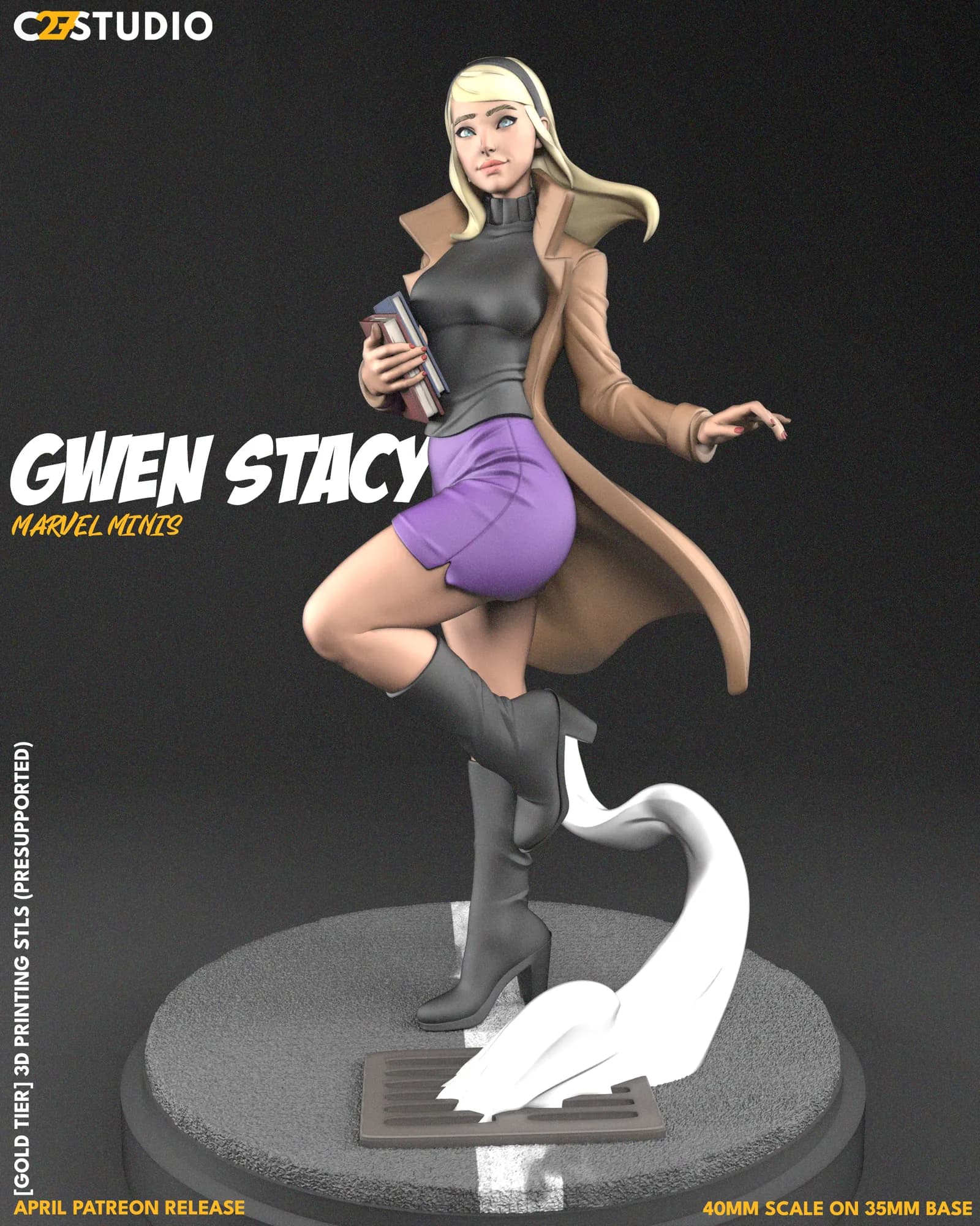 STL - Figura Gwen Stacy estilo caída render 4