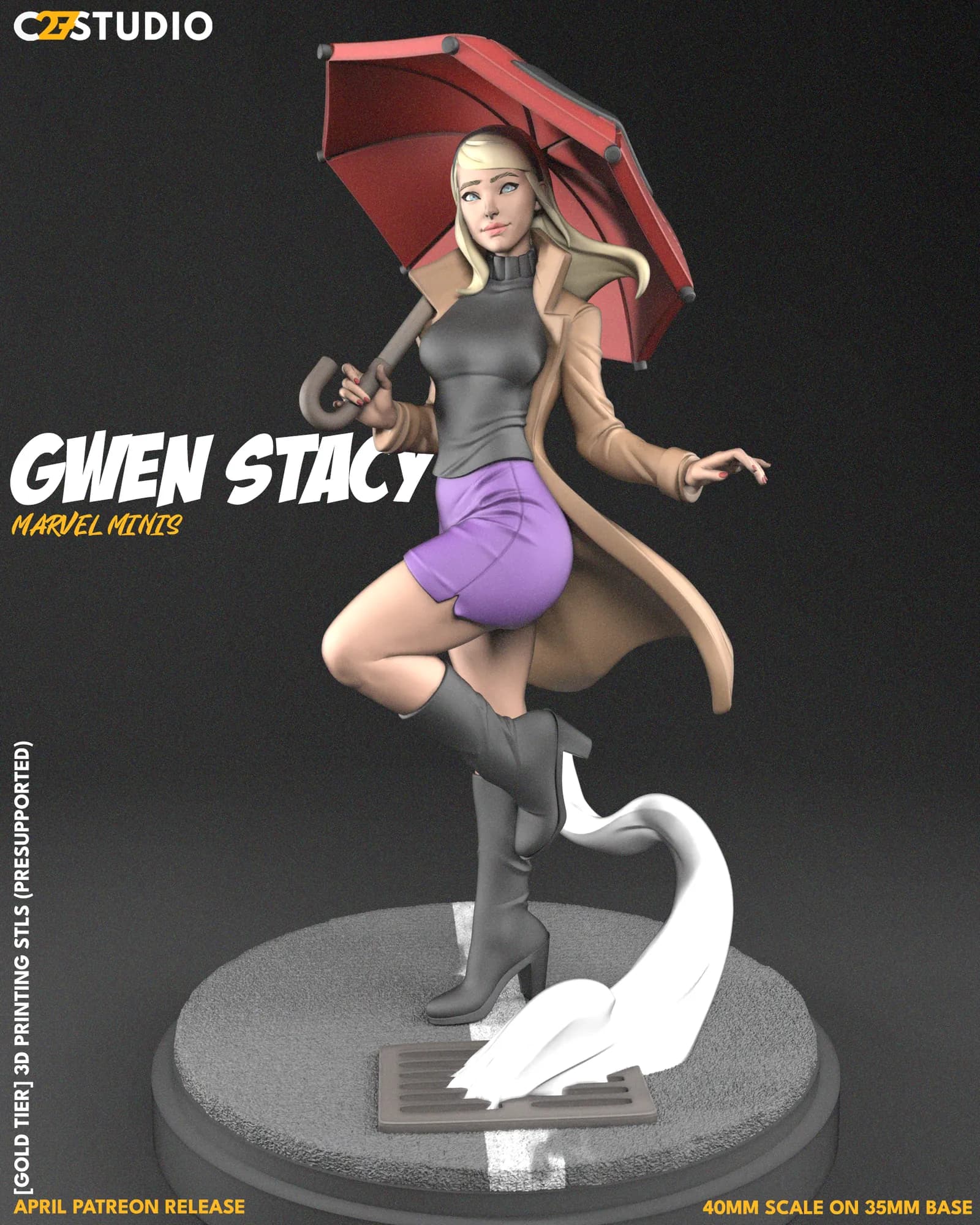 STL - Figura Gwen Stacy estilo caída render 5