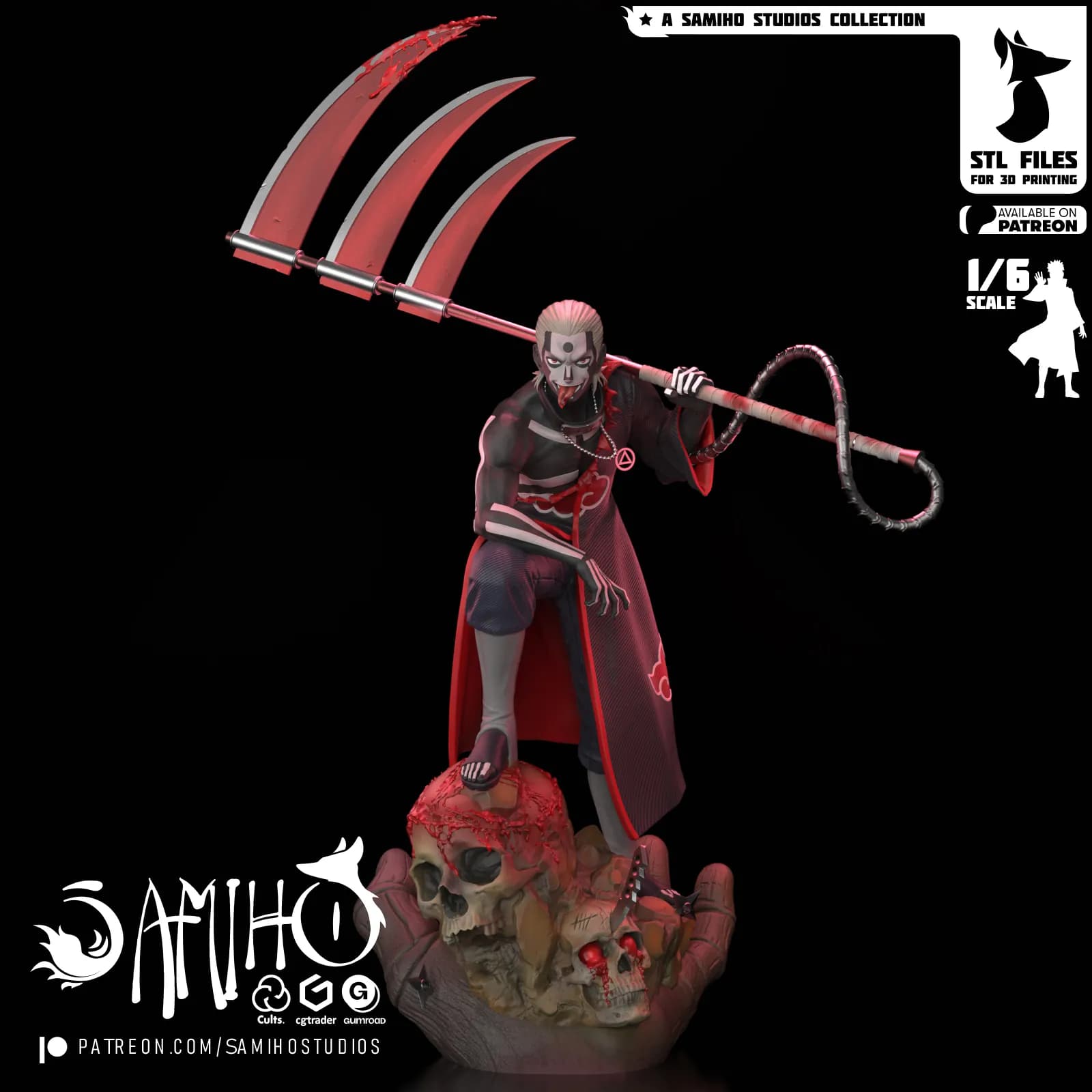 STL - Figura Hidan Akatsuki render 2