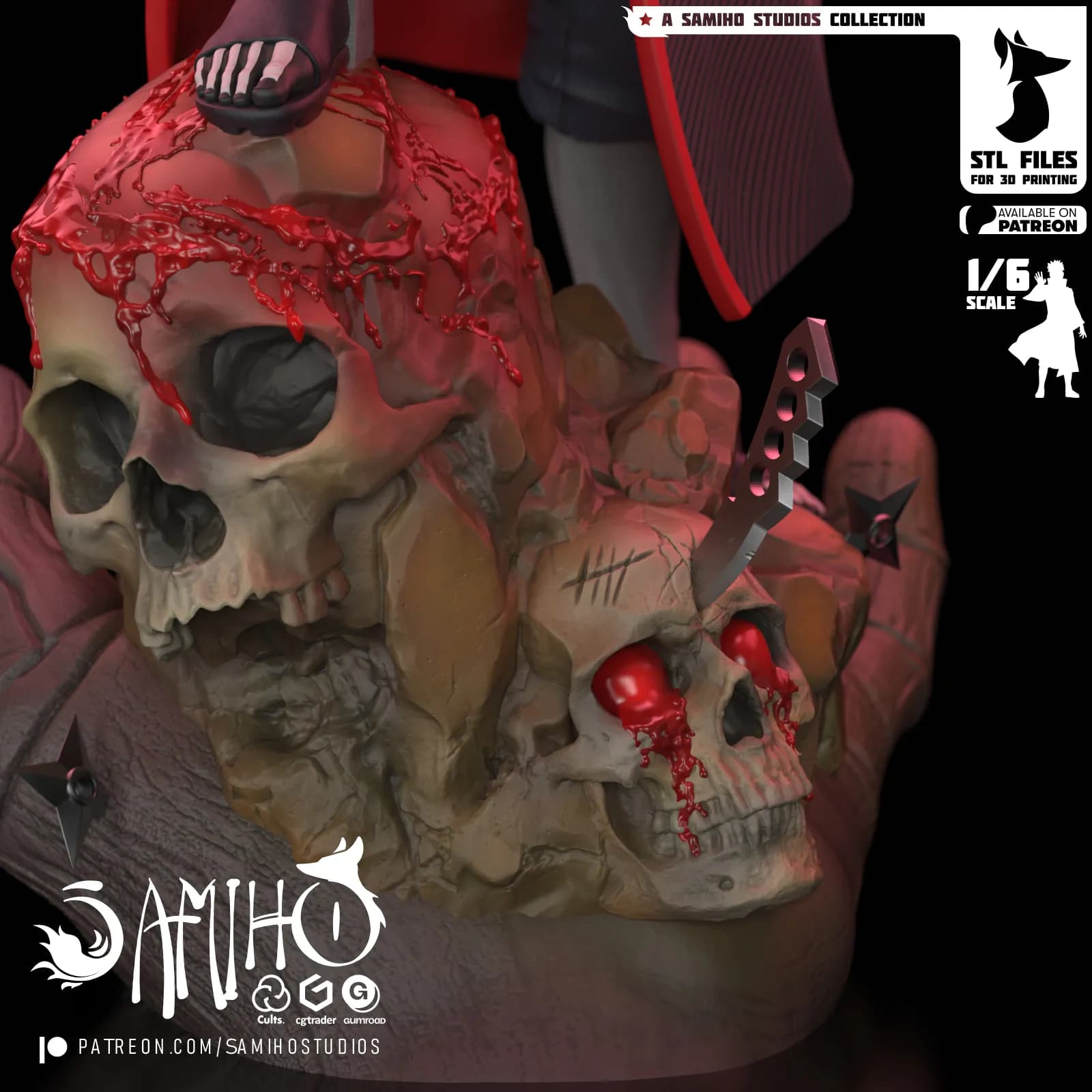 STL - Figura Hidan Akatsuki render 4