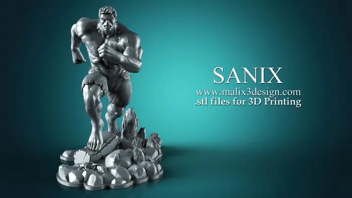 STL - Figura Hulk Sanix render 2