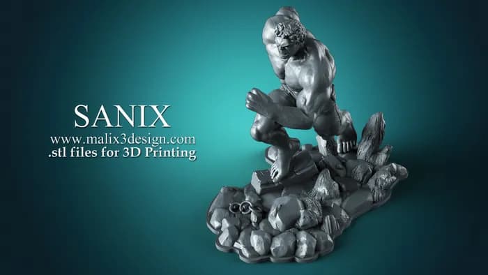 STL - Figura Hulk Sanix render 4
