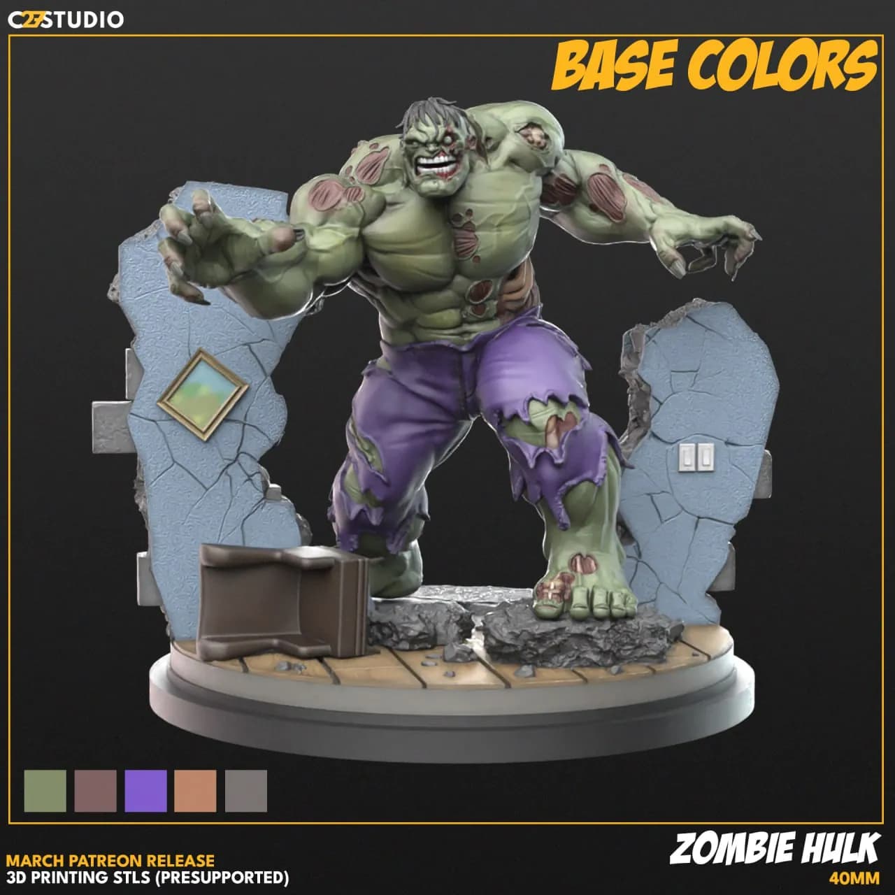 STL - Figura Hulk Zombie Estilo Comic