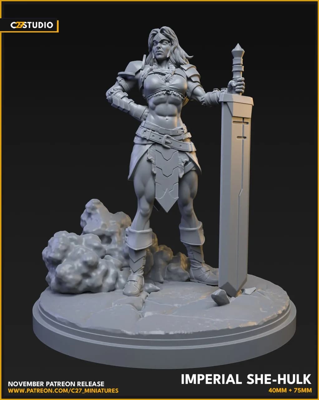 STL - Figura Imperial She Hulk render 2