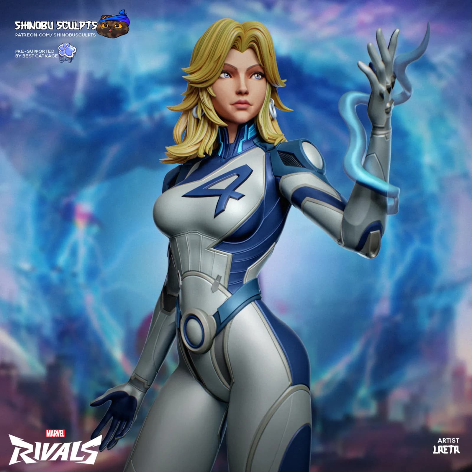 STL - Figura Invisible Woman Marvel render 2