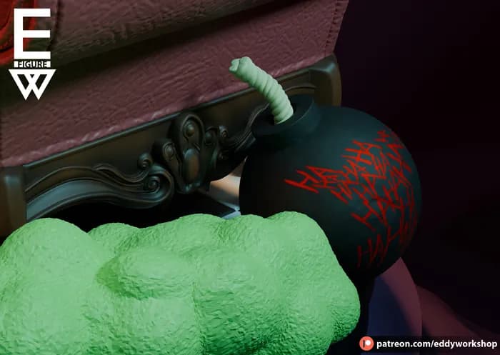 STL - Figura Joker con Silla y Dinamita render 2