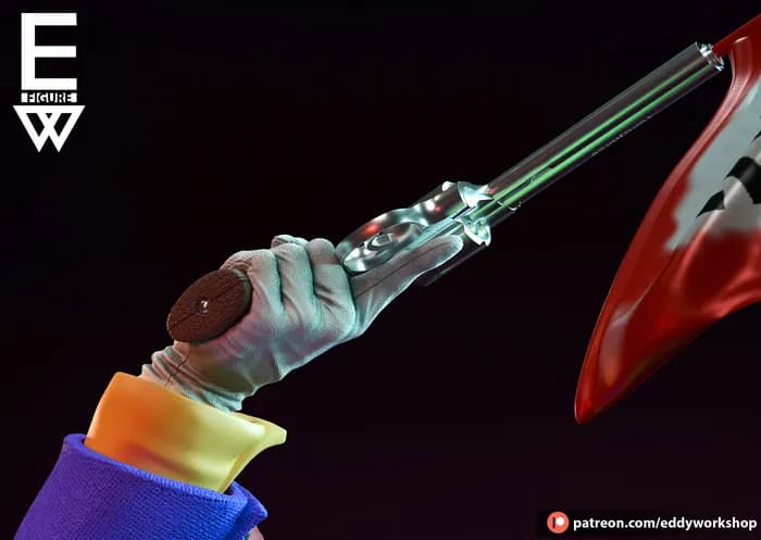 STL - Figura Joker con Silla y Dinamita render 4