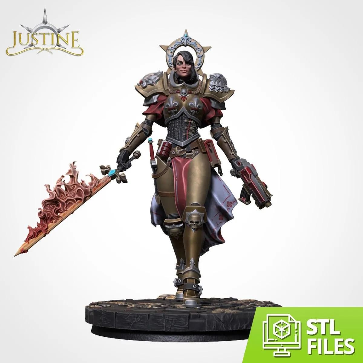 STL - Figura Justine estratega render 2