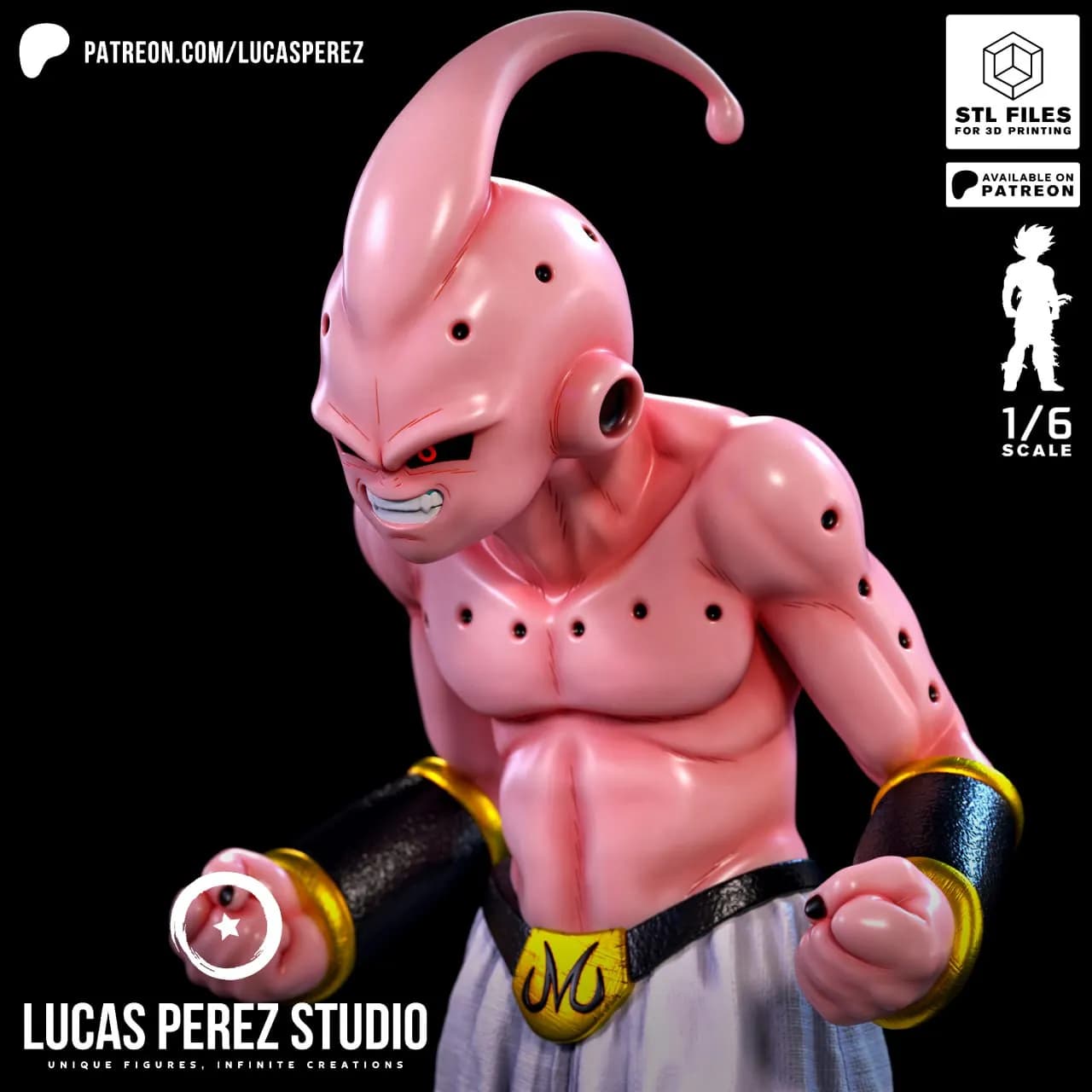 STL - Figura Kid Buu de Dragon Ball Z render 2